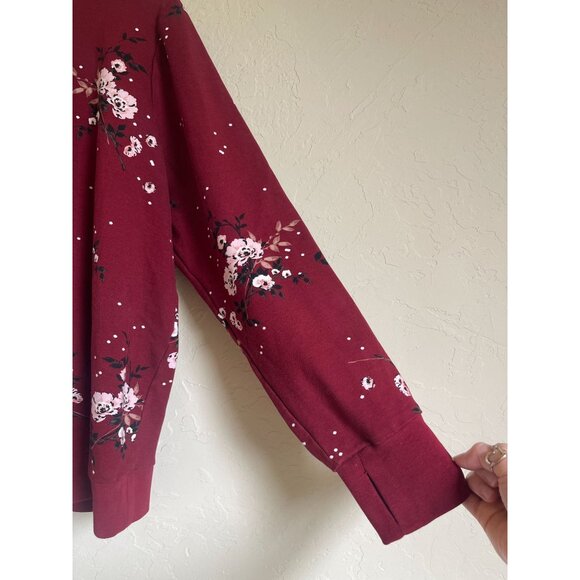 TORRID 2X Red Floral Crewneck Ponte  Sweatshirt Long Sleeve Cropped - Picture 11 of 12